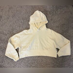 Light yellow boxy cropped hoodie